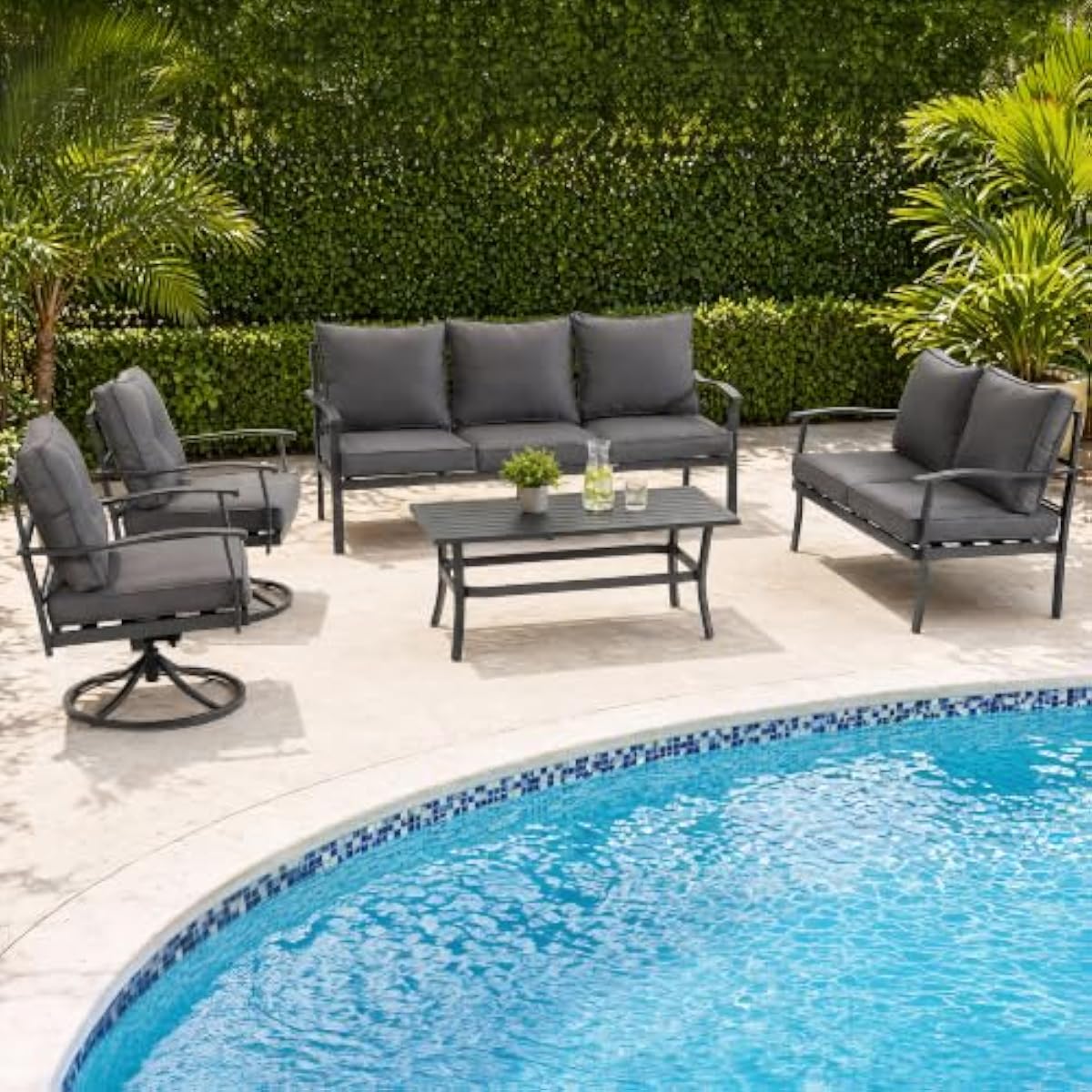 Outdoor Furniture Plus - 5-Piece Modern Outdoor Seating Ensemble Featuring