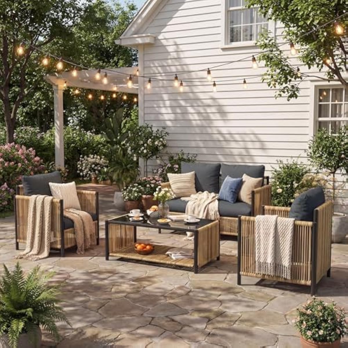 Outdoor Furniture Plus - Outdoor Bohemian Wicker Set Featuring Two