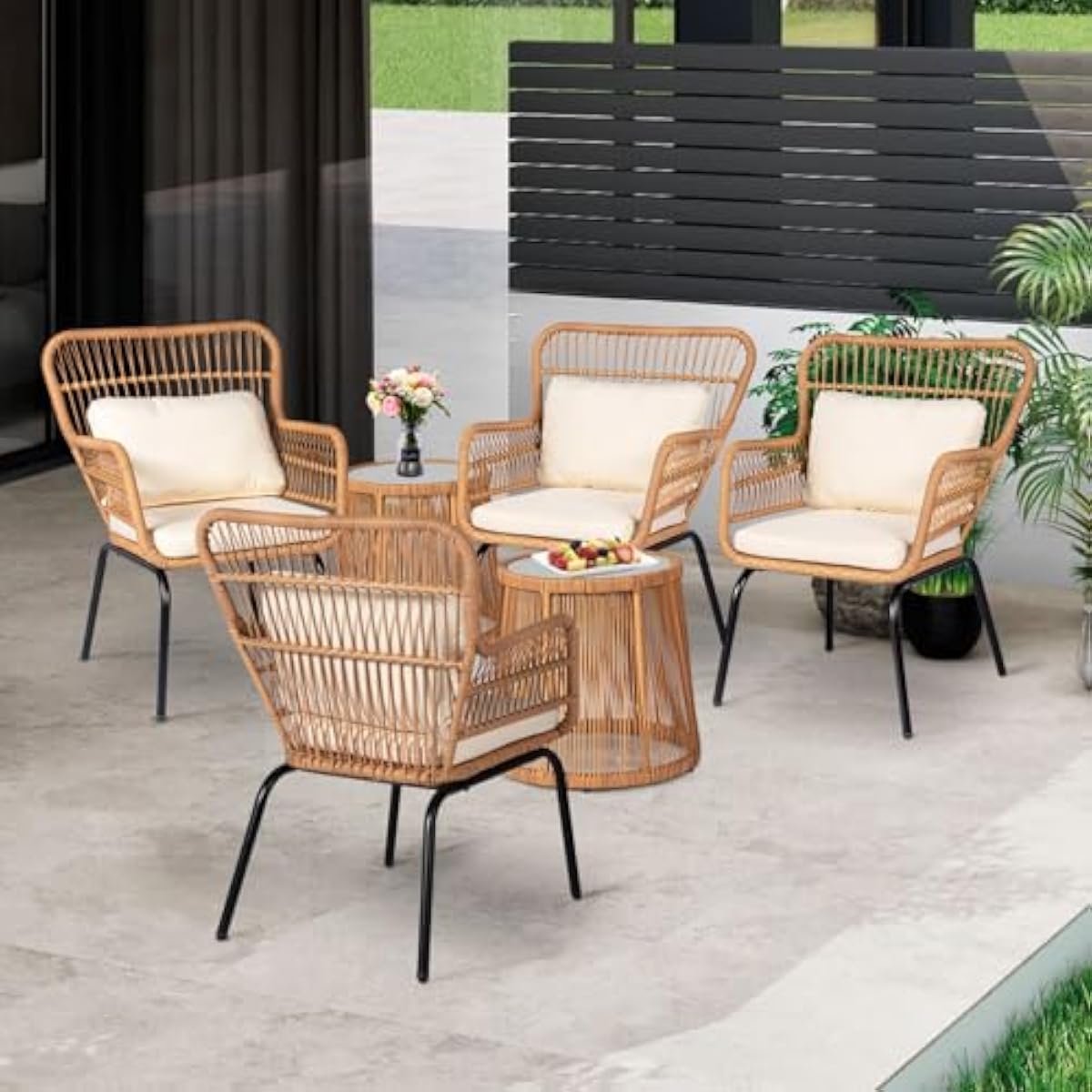 Outdoor Furniture Plus - 6-Piece Modern Outdoor Lounge Set Featuring