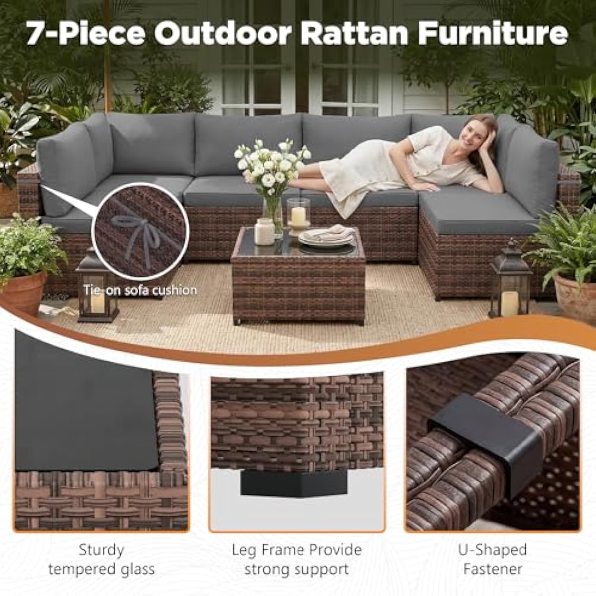 7-piece weather-resistant ratt - Outdoor Furniture Plus 评论和价格