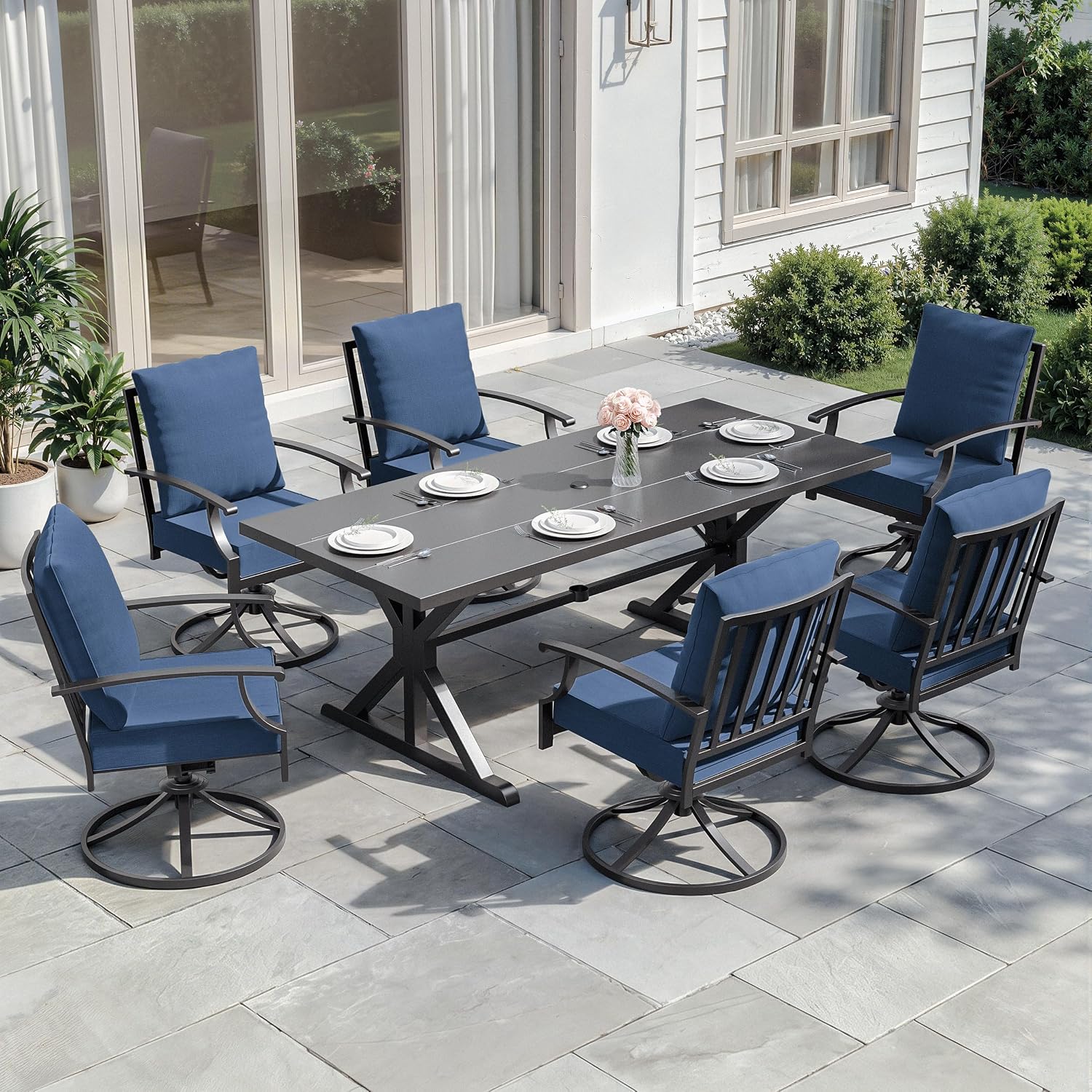 Metal Patio Dining Set 7pc 6 S - Outdoor Furniture Plus 评论和价格