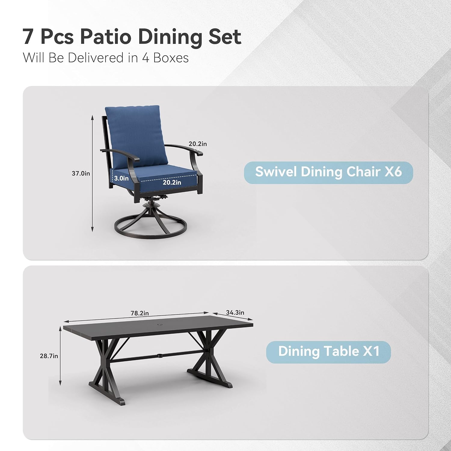 Metal Patio Dining Set 7pc 6 S - Outdoor Furniture Plus 评论和价格