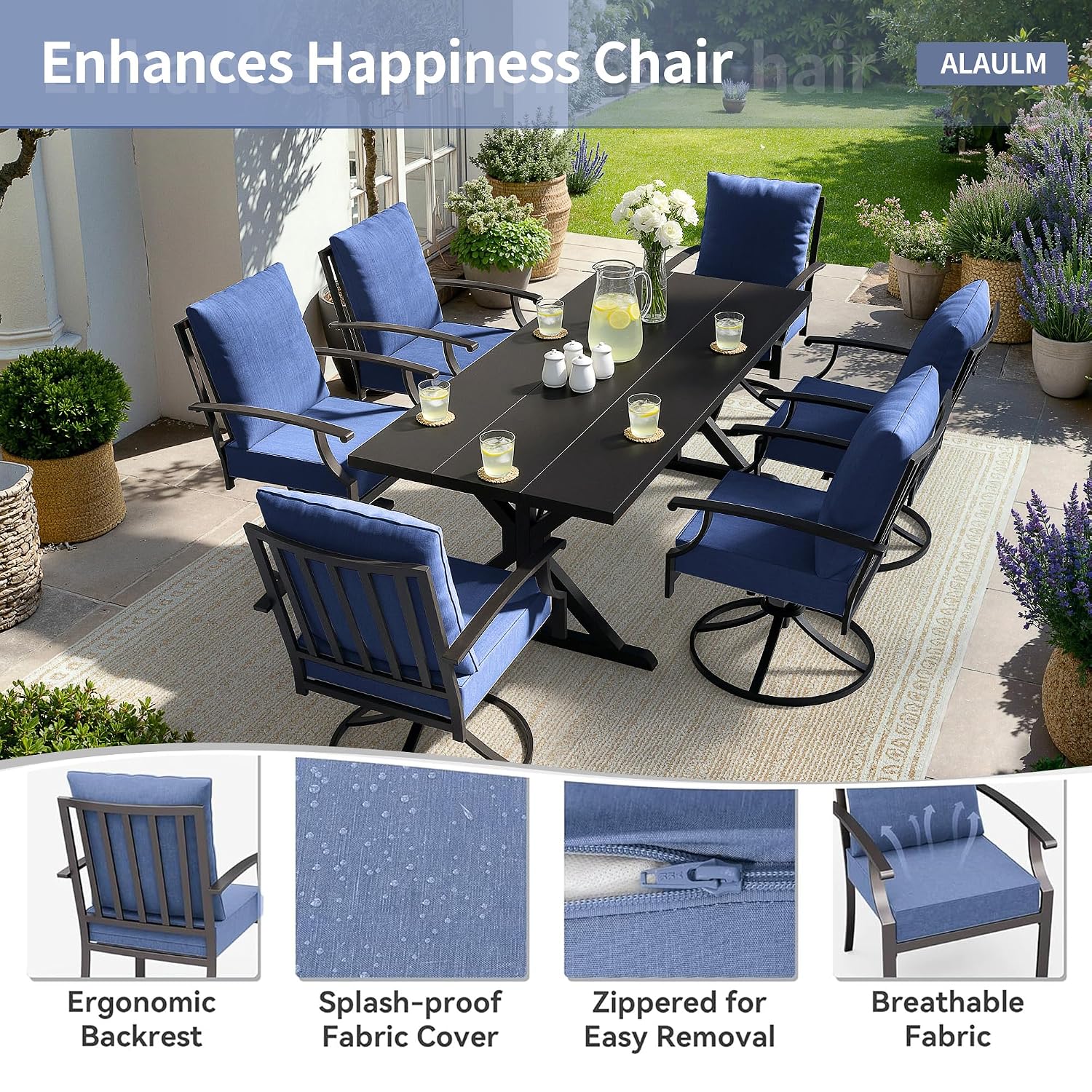 Metal Patio Dining Set 7pc 6 S - Outdoor Furniture Plus 评论和价格