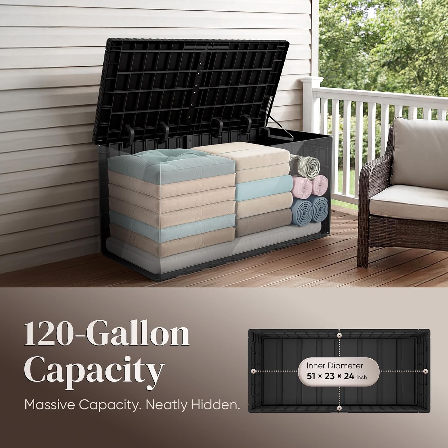 120 Gallon Large Outdoor Stora - Outdoor Furniture For Pool 评论和价格