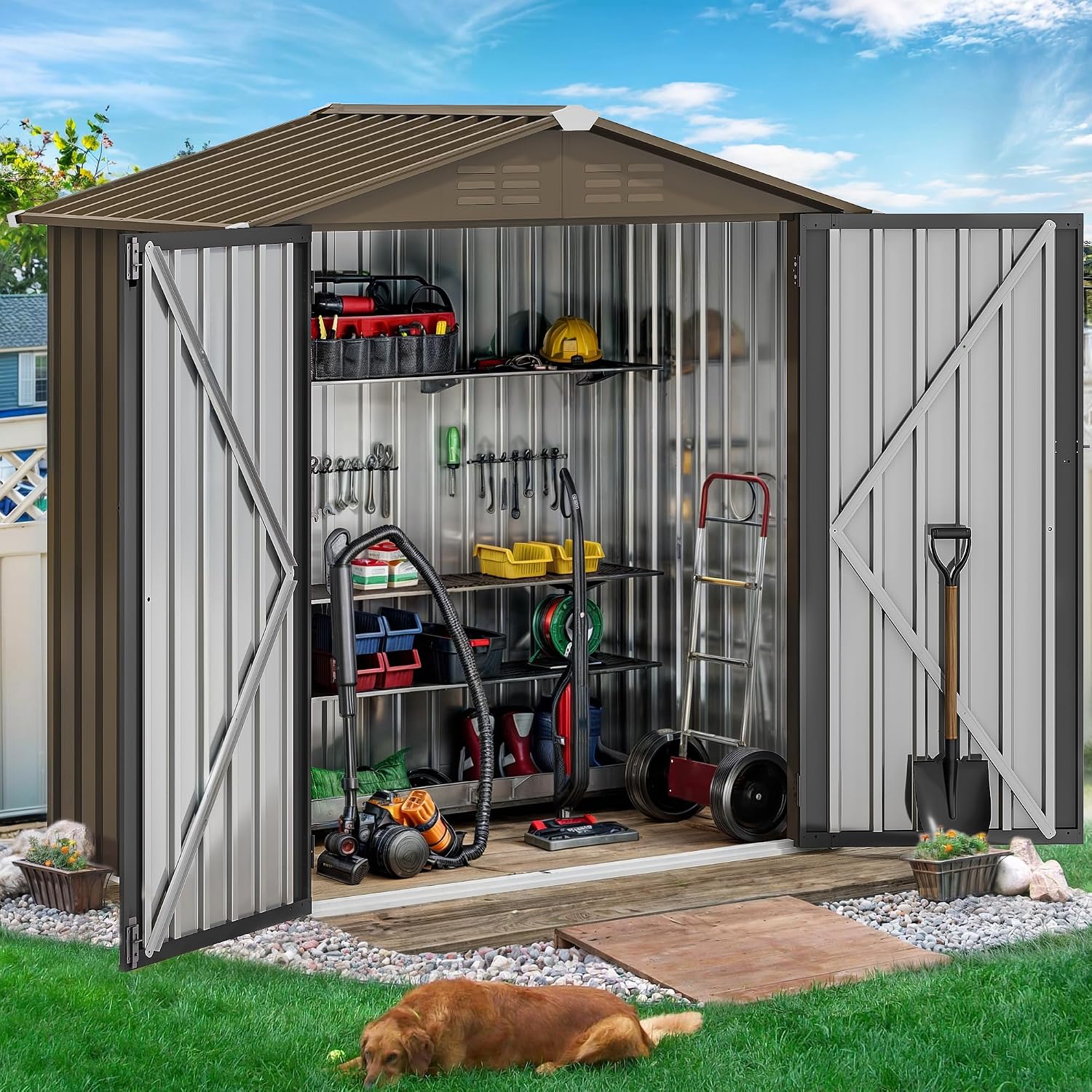 6x4ft Metal Outdoor Storage Sh - Outdoor Furniture With Storage 评论和价格