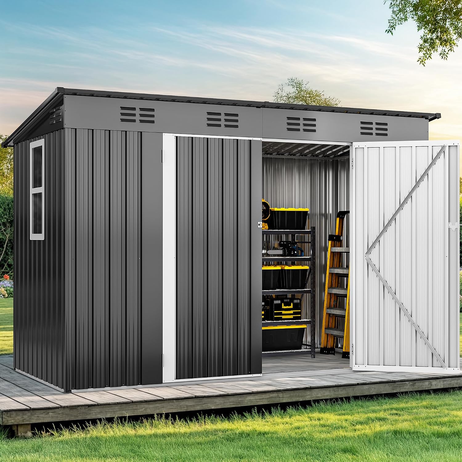 9' x 4' Outdoor Storage Shed w - Outdoor Furniture With Storage 评论和价格