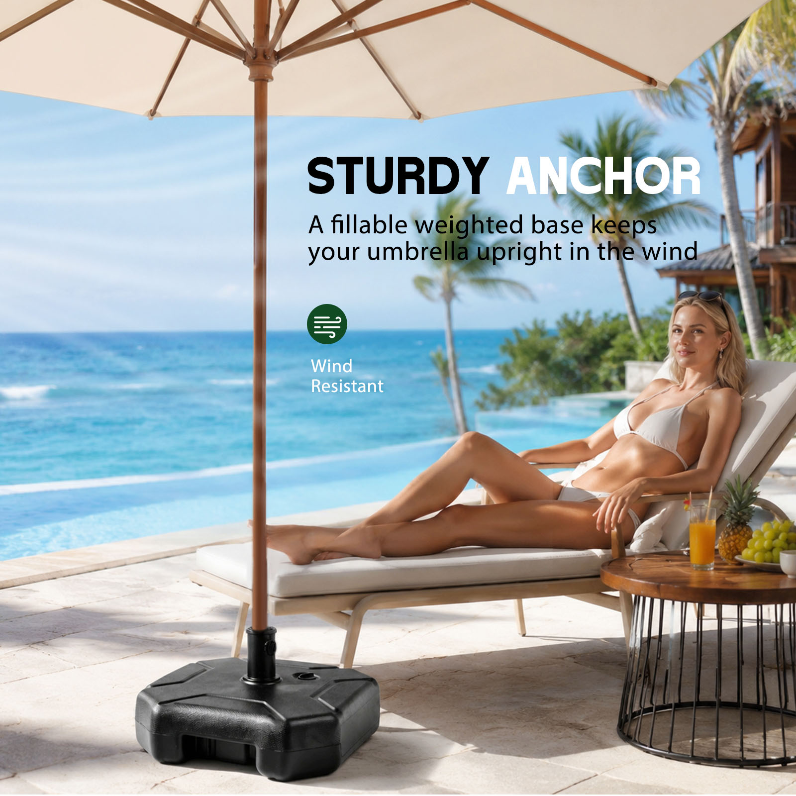 Fillable Patio Umbrella Base S - Outdoor Furniture Teak 评论和价格