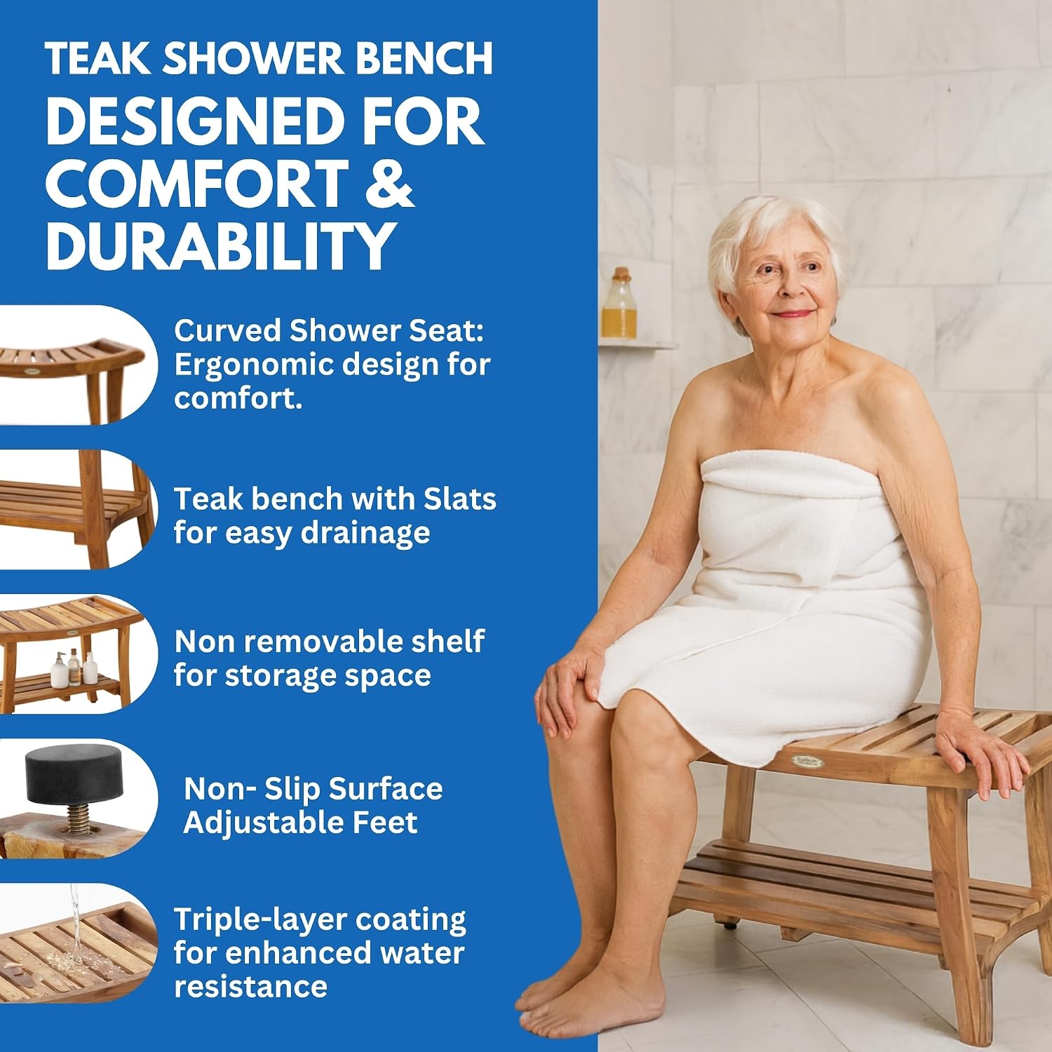 Teak Shower Bench Spa Bath Sho - Outdoor Furniture Teak 评论和价格