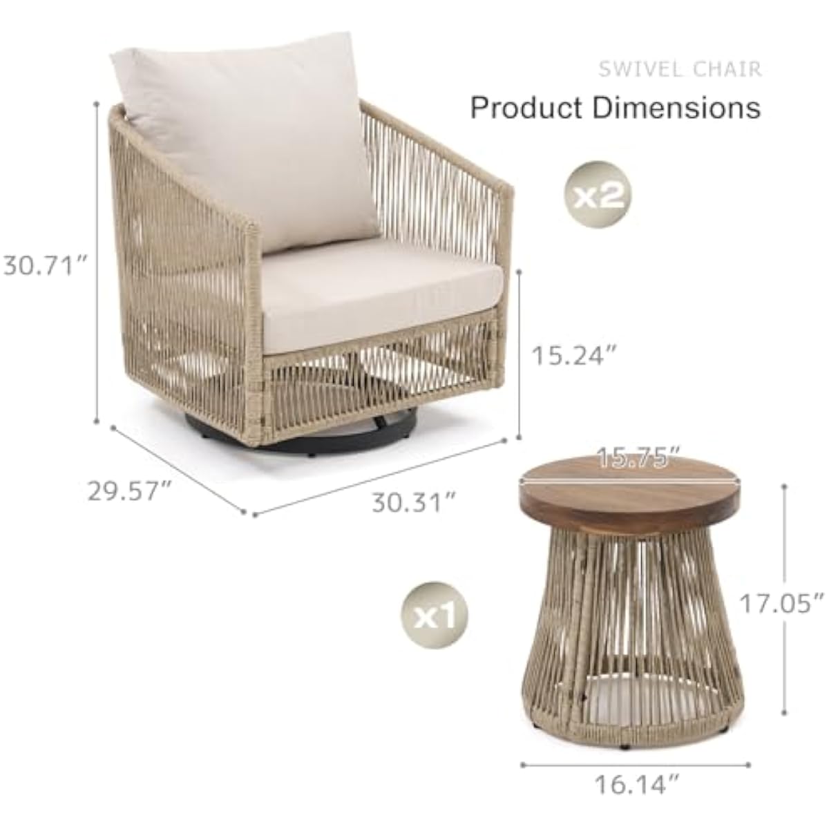 Modern 3-Piece Outdoor Bistro  - Outdoor Furniture Plus 评论和价格