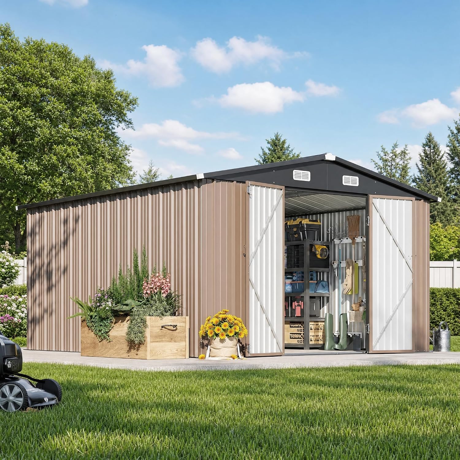 12 x 10FT Outdoor Storage Shed - Outdoor Furniture With Storage 评论和价格
