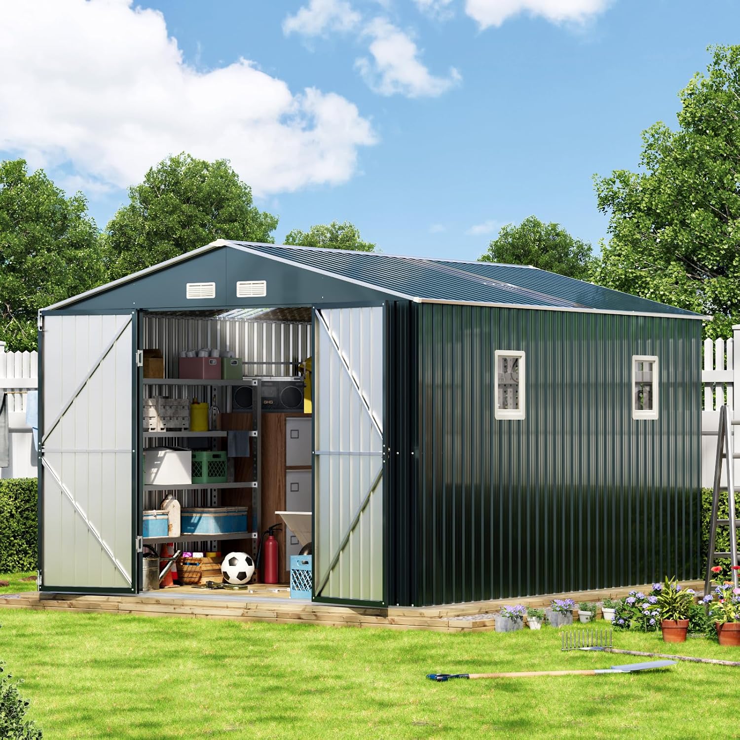10x12X7.5FT Outdoor Steel Stor - Outdoor Furniture With Storage 评论和价格