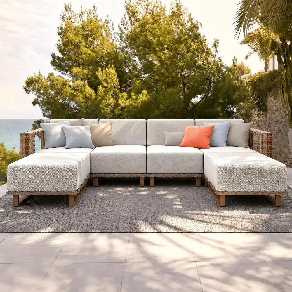 6-Piece Outdoor Wicker Sofa Se - Outdoor Furniture Teak 评论和价格